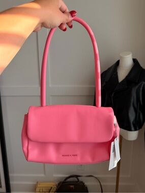 Charles & Keith Pink Flap Shoulder Bag